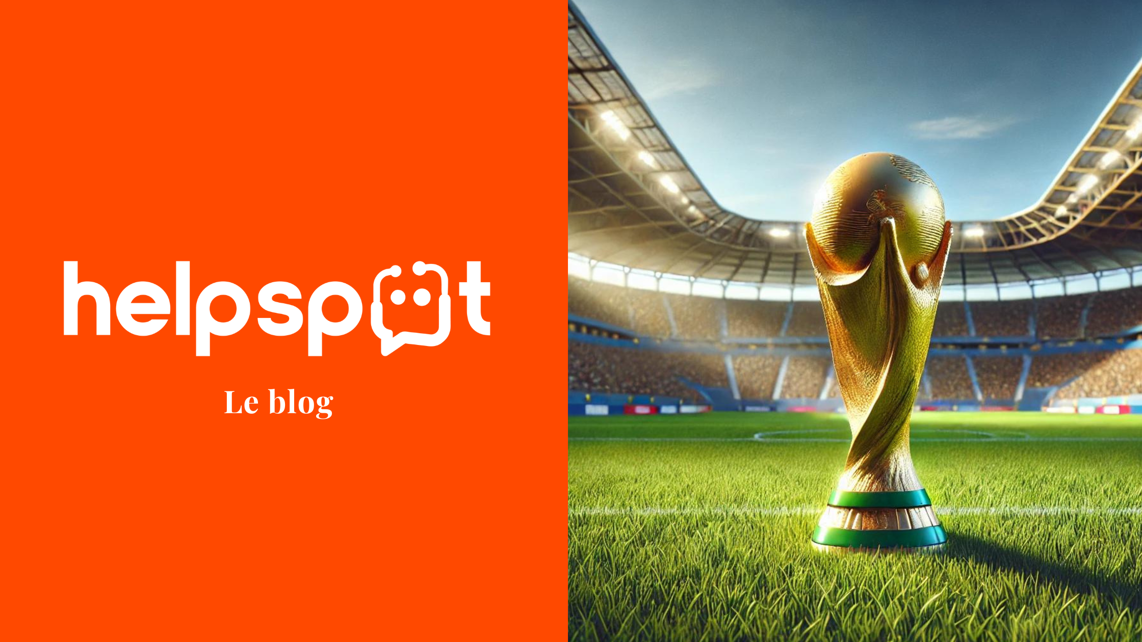 mage ultra-réaliste d'une coupe de football en or, posée sur la pelouse verte d'un stade de football, symbolisant la victoire et l'excellence dans la prospection B2B, inspirée par les stratégies avancées de HubSpot présentées lors du live intitulé comment prospecter comme un Champion avec HubSpot